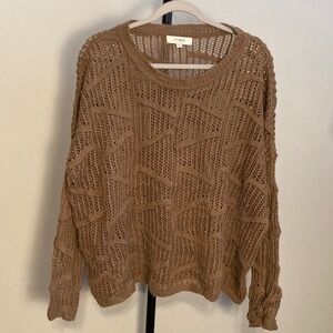 EUC Umgee Open Knit Crochet Sweater Brown Medium/Large